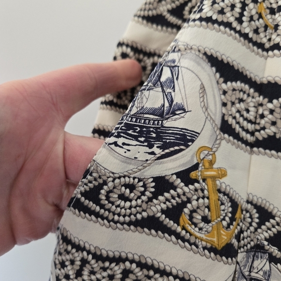 DOSSENA MILANO Sail Boat And Anchor Nautical Print Shorts in Blue and Yellow. 44 - Picture 3 of 8